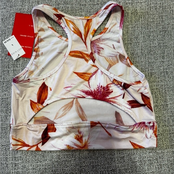 Hot Kiss Tropical Pink Floral Sports Tank Top Athletic Sports Bra Sz Large - Picture 7 of 10